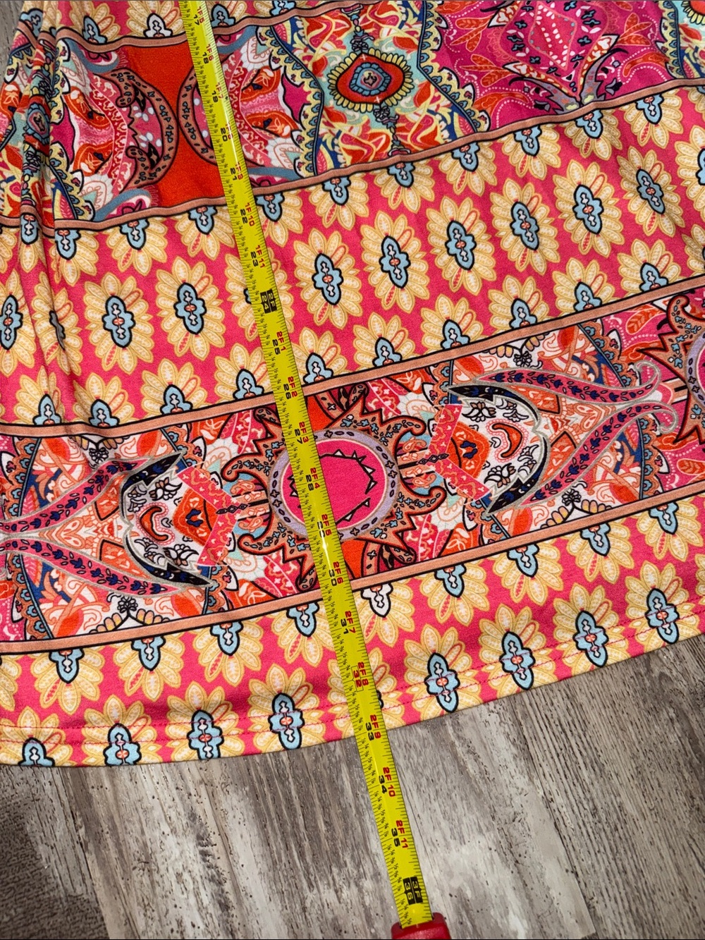 chic me Pink and Orange One-Shoulder Patterned Summer Dress - Picture 6 of 7